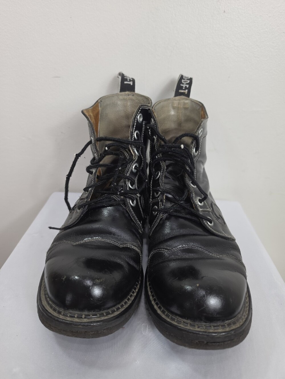 John Fluevog Black Leather Lace-Up Ankle Boots - Picture 5 of 12